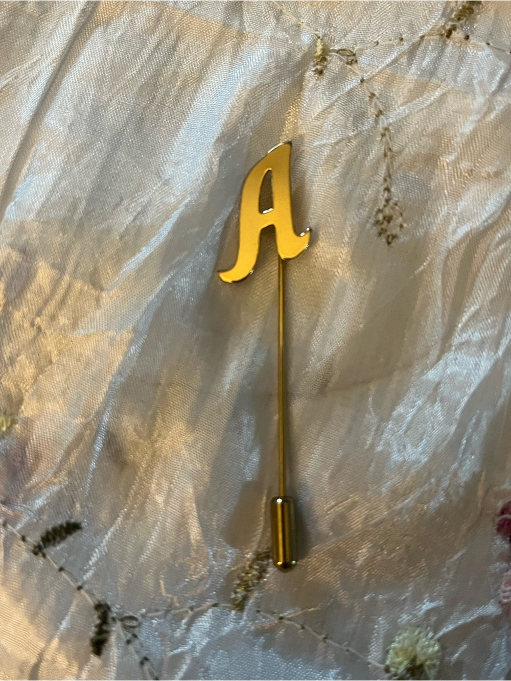 Gold Letter 'A' Stick Pin